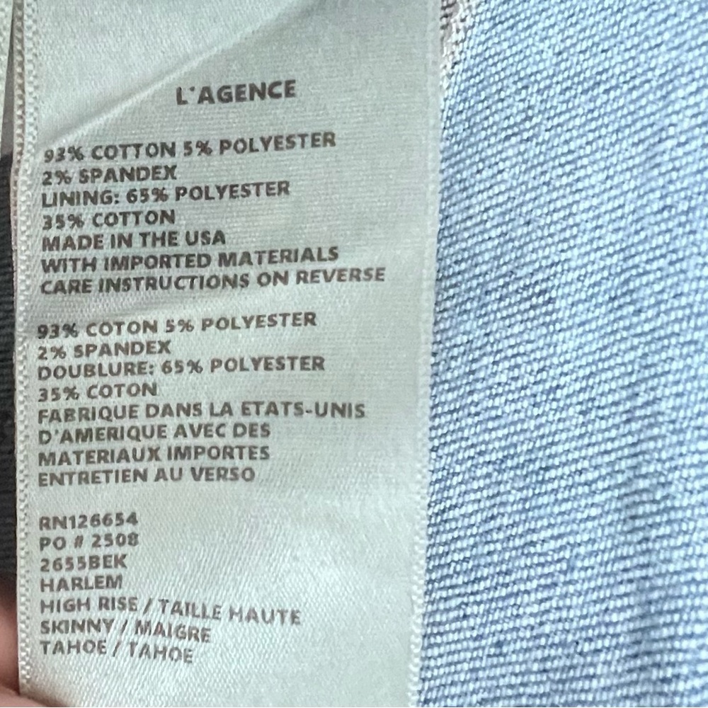 L’AGENCE Frayed Skinny Jeans SZ 25 Tahoe Blue Casual Faded Cropped Stretch - Picture 9 of 9